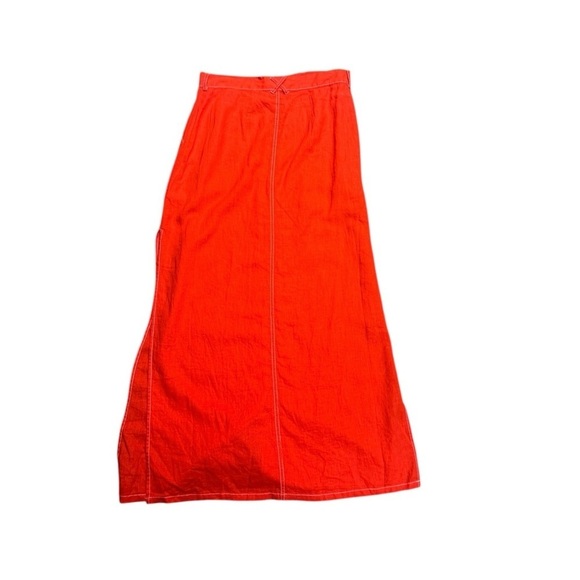 Urban Outfitters Lindsey Slit Button Utility Midi Linen Blend Skirt, Orange, M - Picture 7 of 9